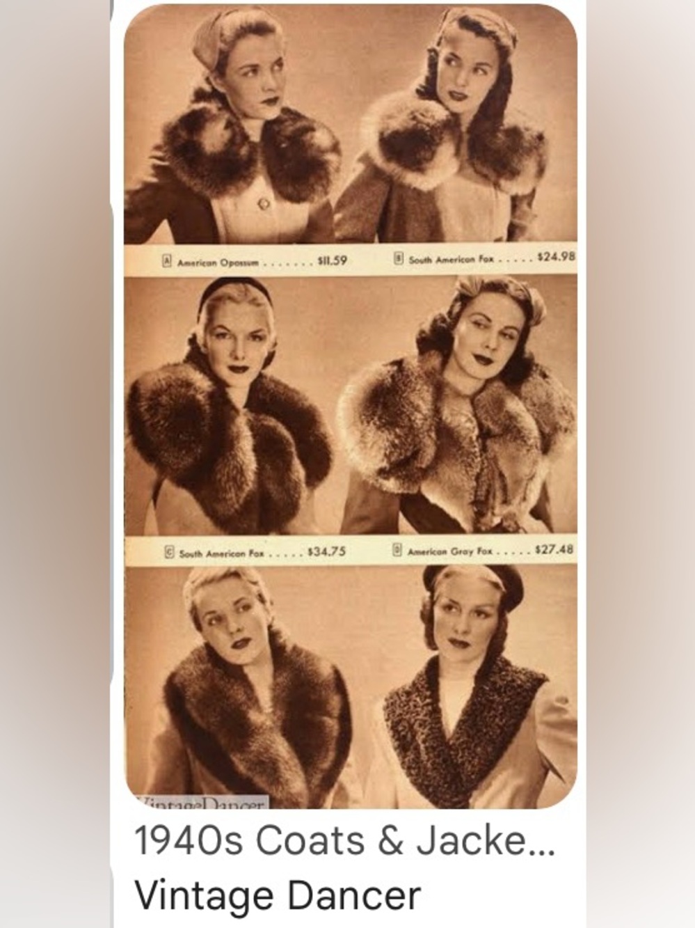 Vintage 1940’s Genuine Blonde FOX FUR Princess Wool Coat! Peach Satin Lining. - Picture 6 of 8